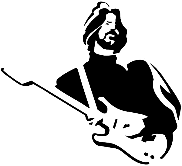 Musician with guitar vinyl sticker. Customize on line. Music 061-0367
